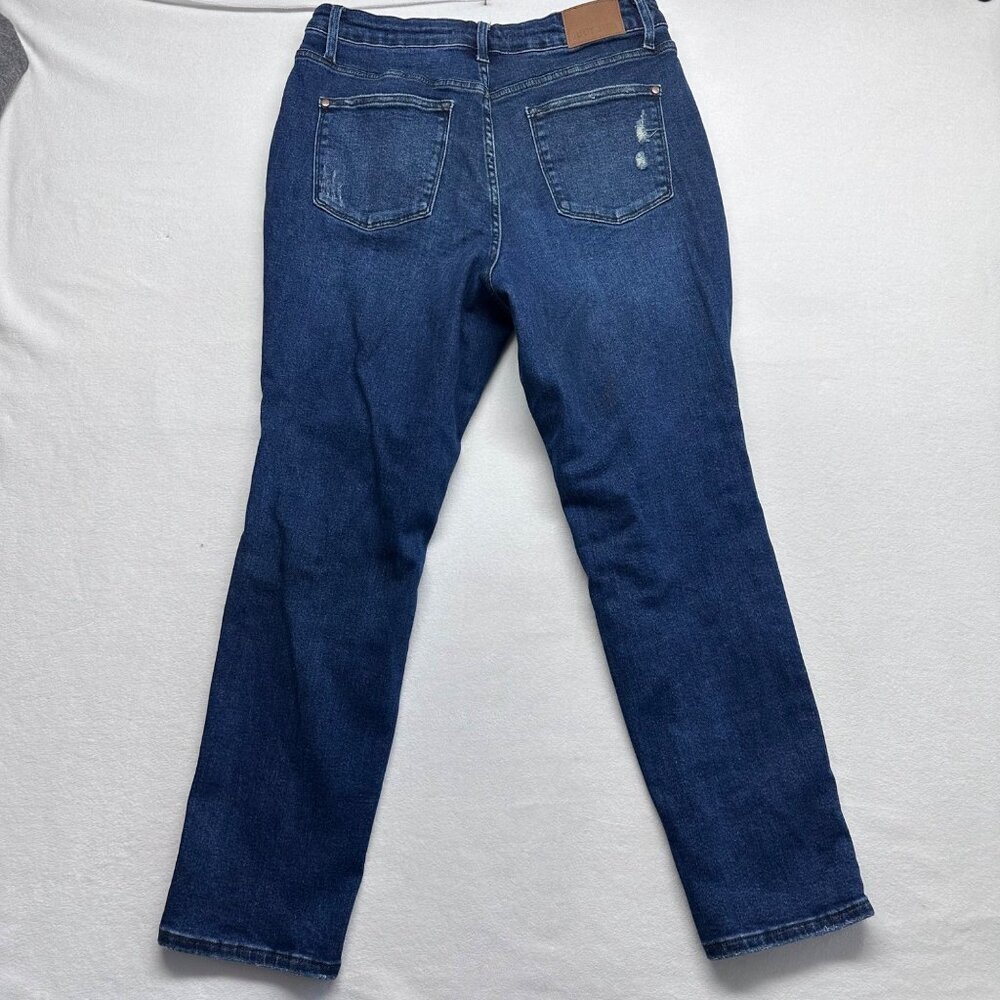 Judy Blue Womens Mid Rise Buffalo Plaid Distressed Jeans Size 14W Stretch Ankle - Picture 2 of 13